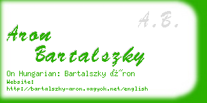 aron bartalszky business card